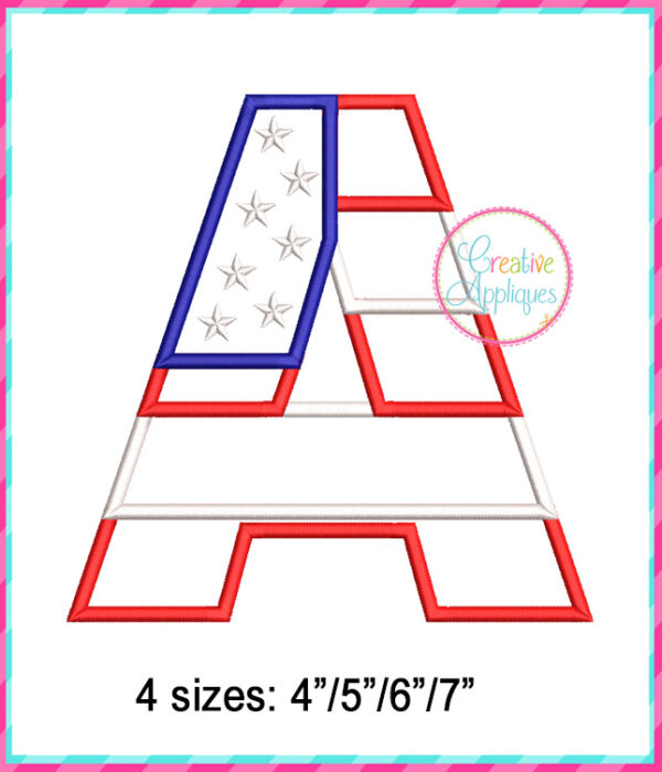 Star Stripes Alphabet Applique Design - Image 5