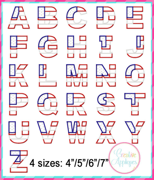 Star Stripes Alphabet Applique Design - Image 6