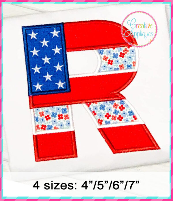 Star Stripes Alphabet Applique Design - Image 3