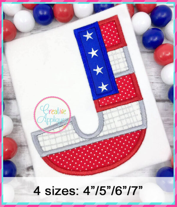 Star Stripes Alphabet Applique Design