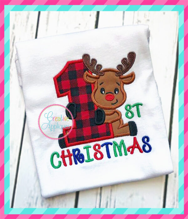 1st Christmas Reindeer Applique - Image 3