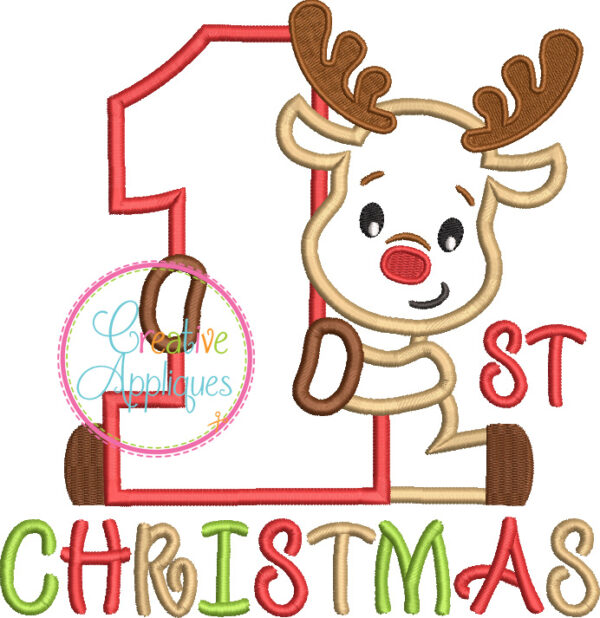 1st Christmas Reindeer Applique - Image 2