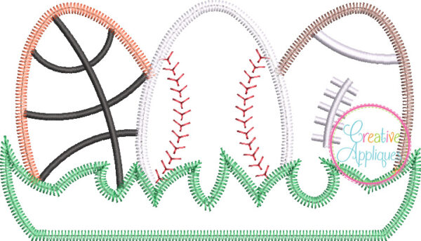 Zigzag Stitch Sports Eggs Applique - Image 2