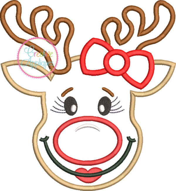 Girl Reindeer Applique - Image 2