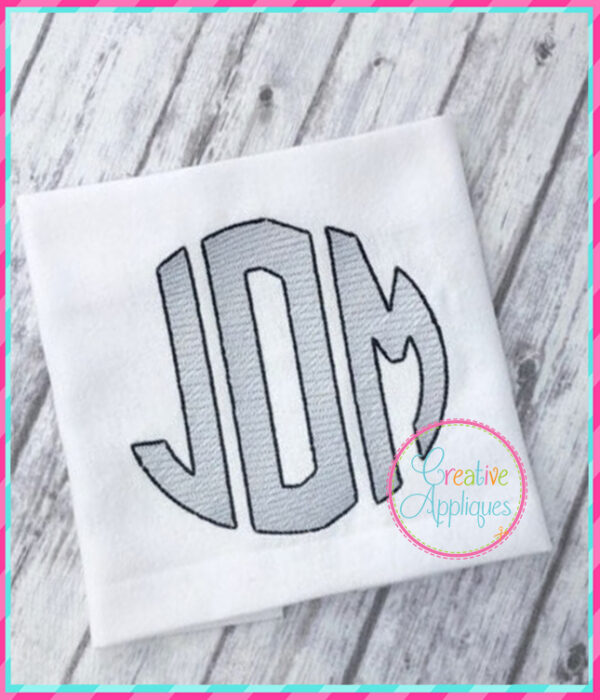 3 Letter Circle Sketch Stitch Embroidery Font - Image 3