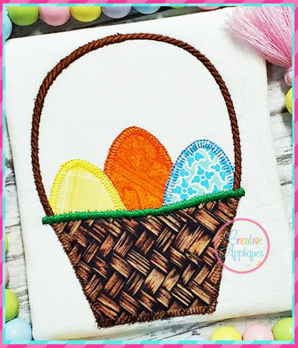 Blanket Stitch Basket Eggs Applique