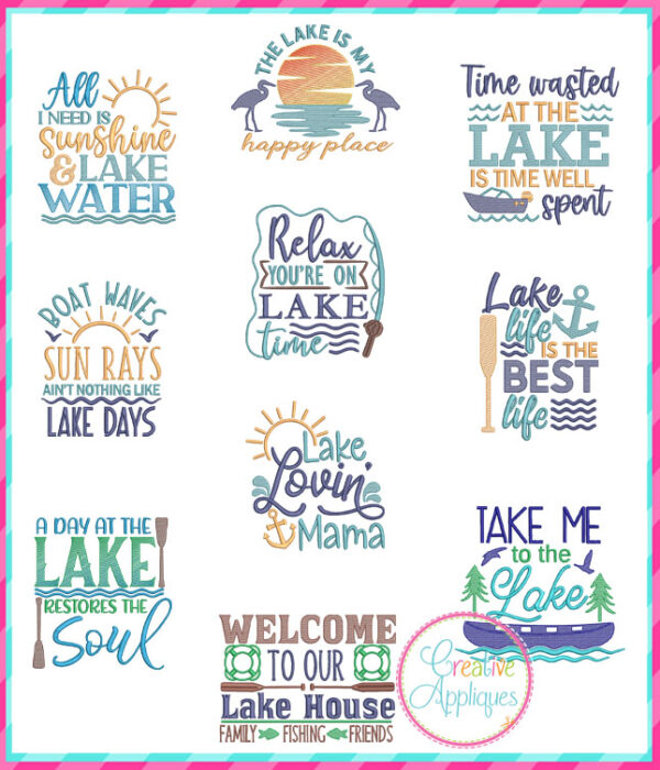 Lake Embroidery Design Set