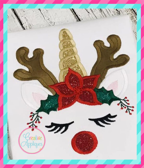 Unicorn Horn Reindeer Applique - Image 3