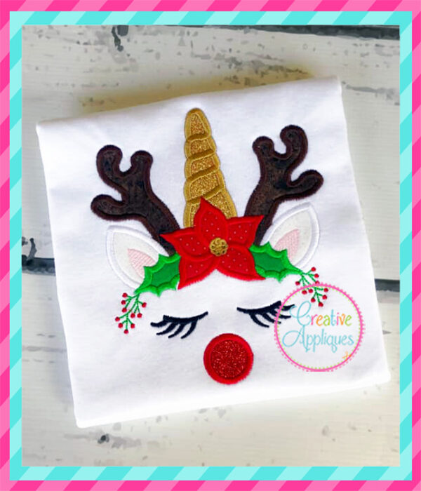 Unicorn Horn Reindeer Applique