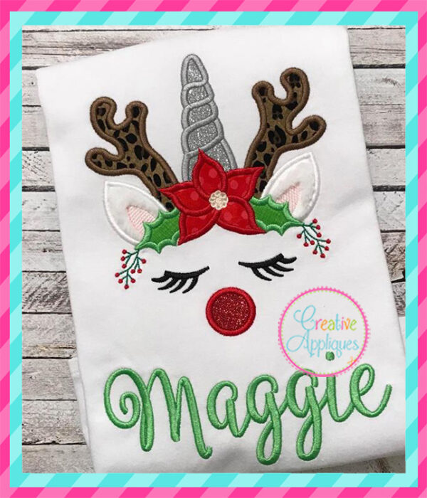 Unicorn Horn Reindeer Applique - Image 2