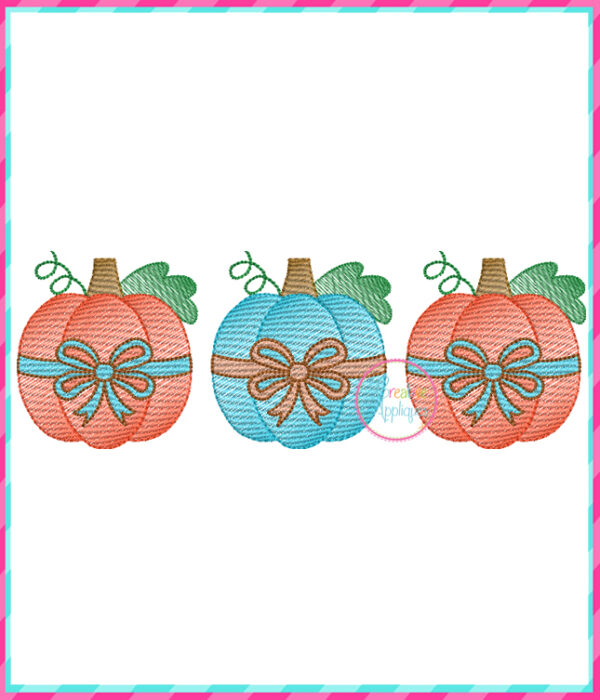 Sketch Stitch Pumpkin Bow Trio - Image 2