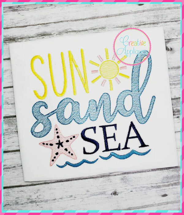 Sun Sand Sea Embroidery Design