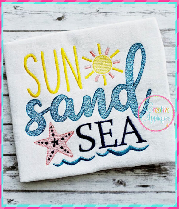 Sun Sand Sea Embroidery Design - Image 3