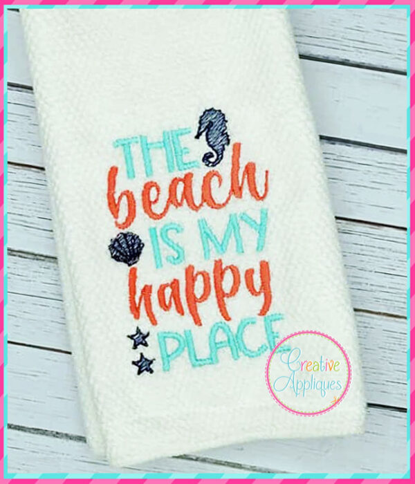 The Beach is my Happy Place Embroidery Design