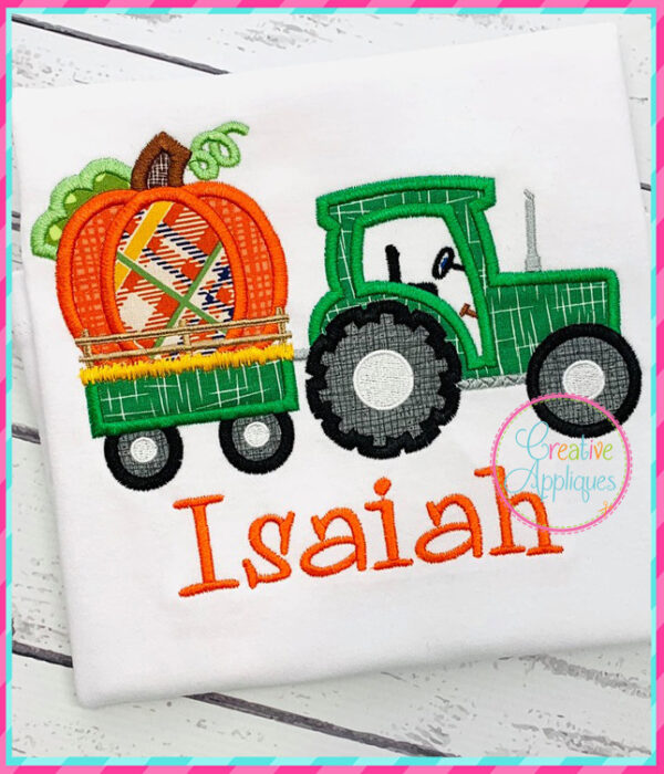 Pumpkin Tractor Applique