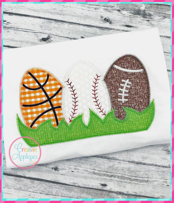 Zigzag Stitch Sports Eggs Applique