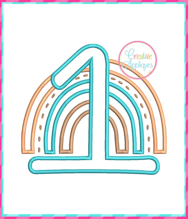 Rainbow 1 Number Applique Design