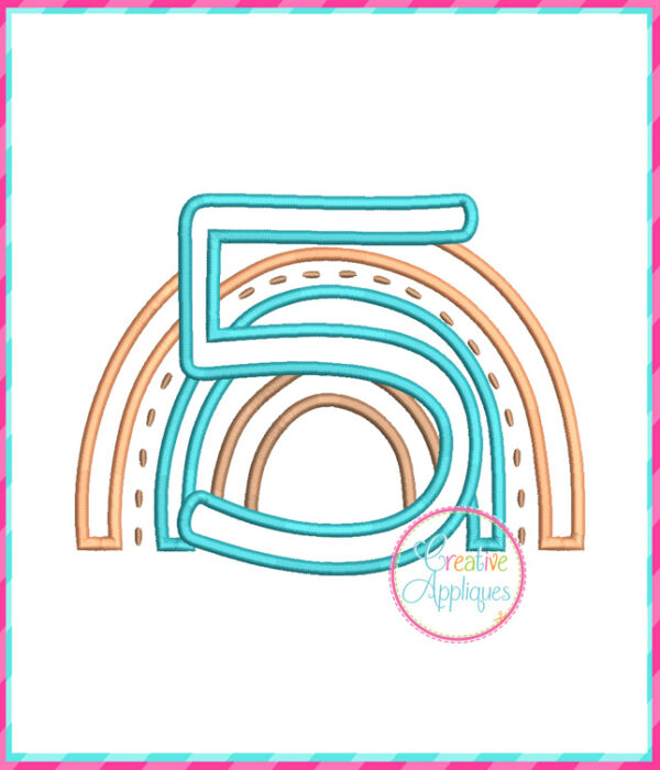 Rainbow 5 Number Applique Design