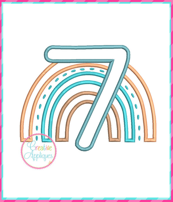 Rainbow 7 Number Applique Design