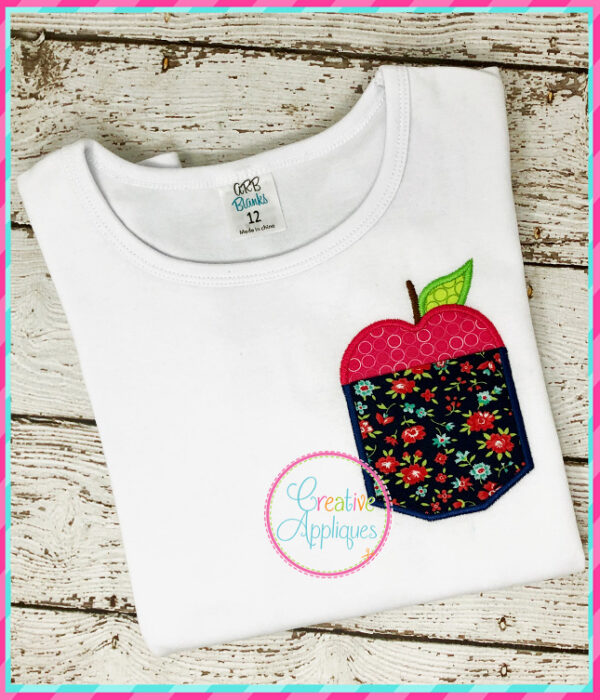 Apple Pocket Applique Design Flat Point