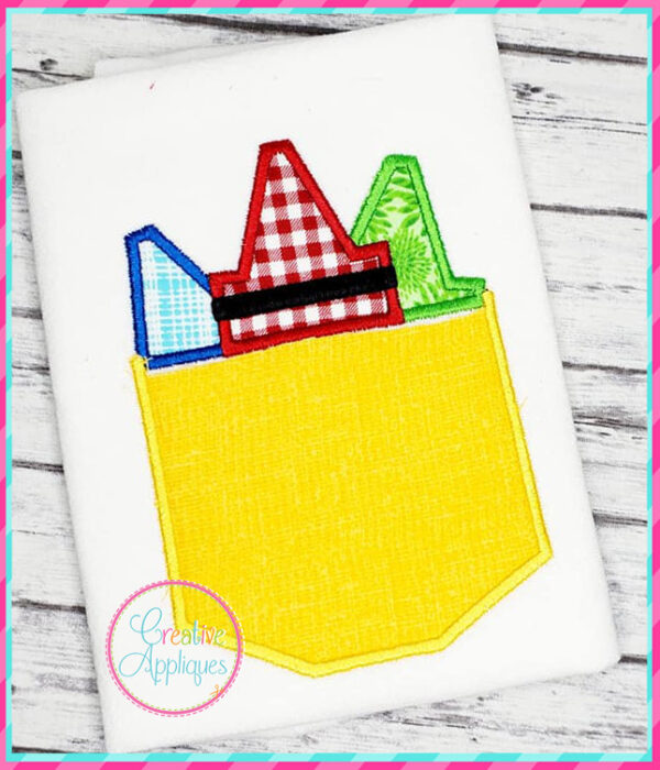 Crayon Pocket Applique Design Flat Point