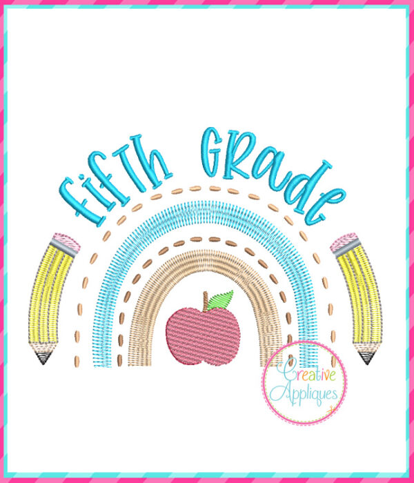 Fifth Grade Rainbow Embroidery Design