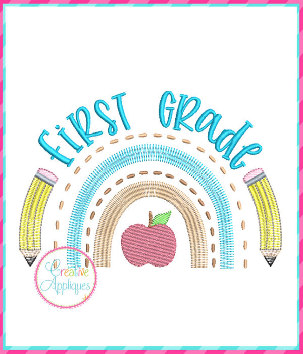 First Grade Rainbow Embroidery Design