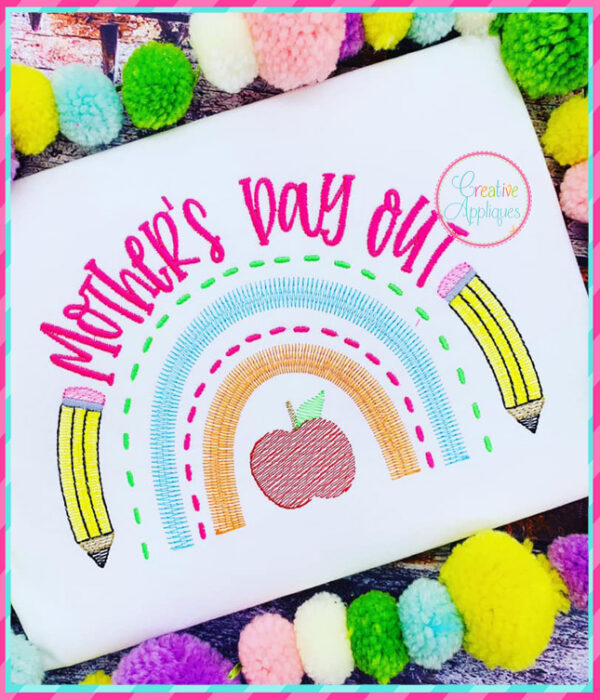 Mother's Day Out Rainbow Embroidery Design