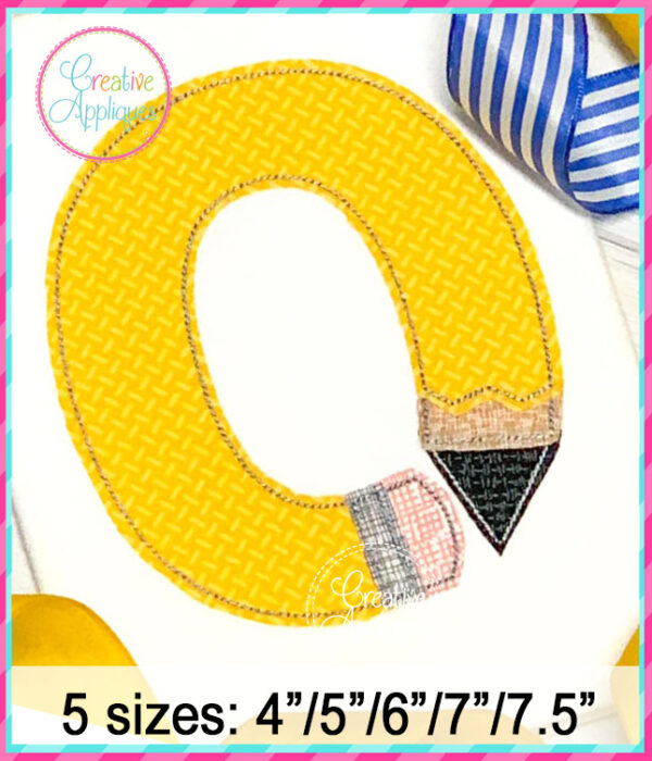 Pencil Alphabet Applique Design Bean Stitch