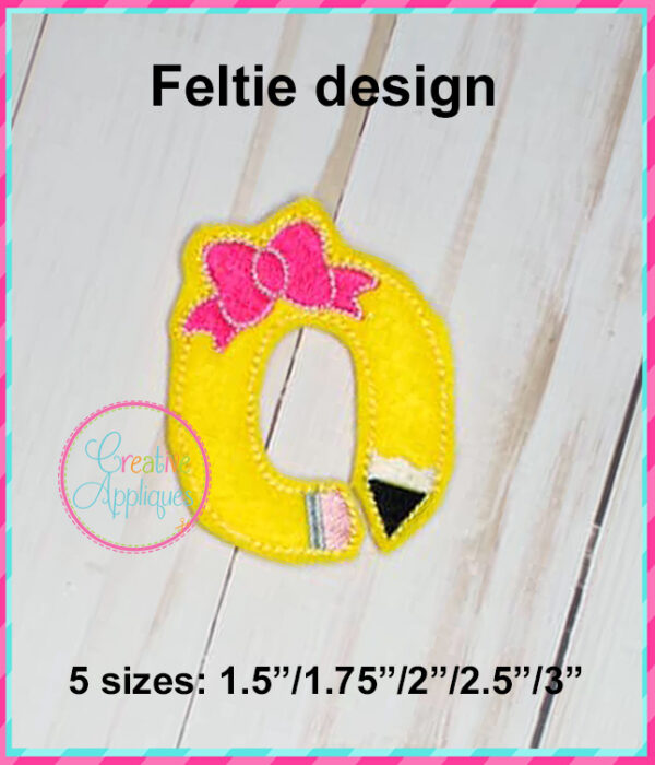 Pencil Bow Alphabet Feltie Design - Image 3