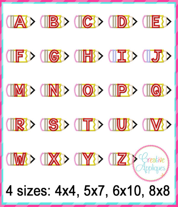 Pencil Alphabet Applique Design - Image 3