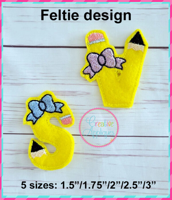 Pencil Bow Alphabet Feltie Design