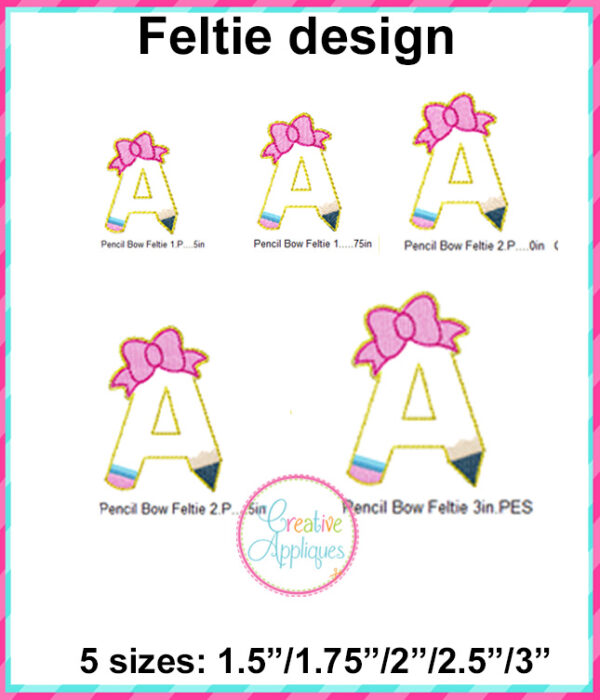 Pencil Bow Alphabet Feltie Design - Image 2