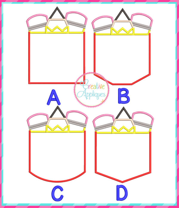 In The Hoop Pocket Applique Design Set School - Image 2