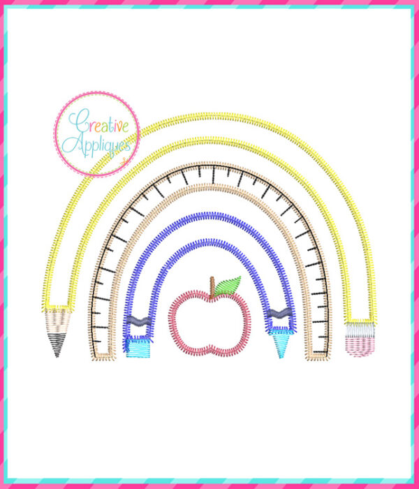 Pencil Rainbow Applique Design Zigzag Stitch - Image 2