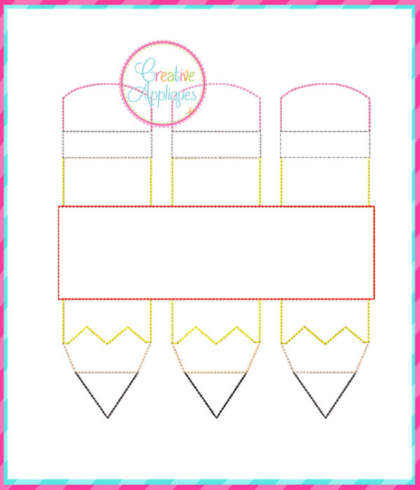 Pencil Trio Applique Design Bean Stitch - Image 2