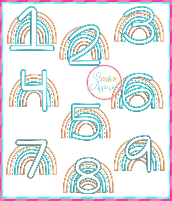 Rainbow Numbers Applique Design Set