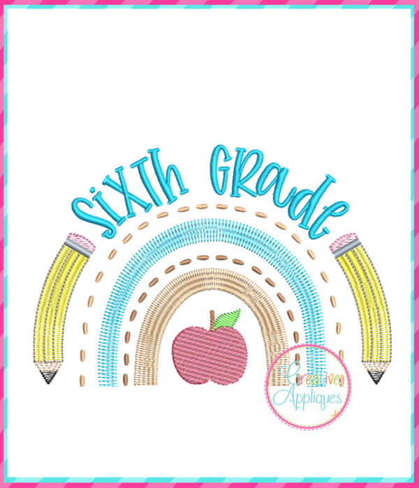 Sixth Grade Rainbow Embroidery Design