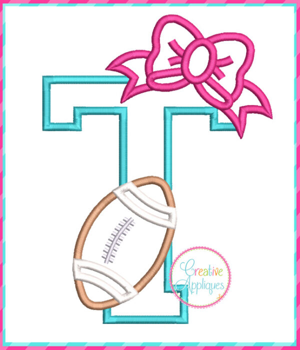 Football Bow Alphabet Applique Design - Image 3