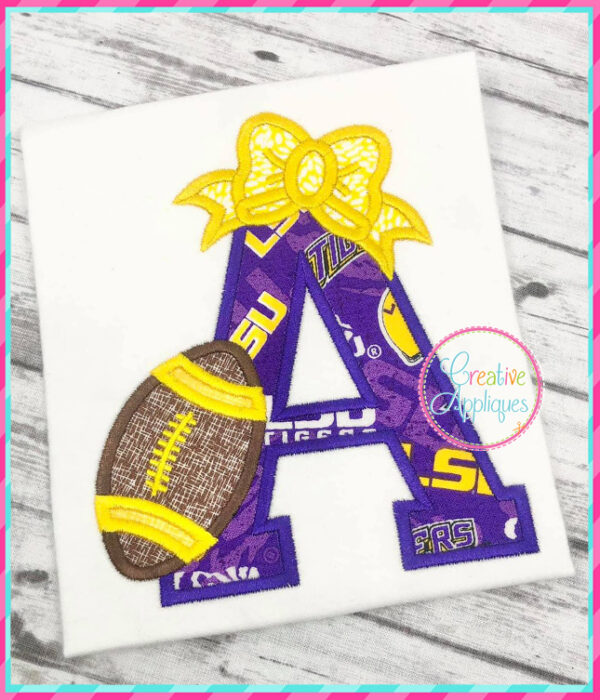 Football Bow Alphabet Applique Design - Image 4