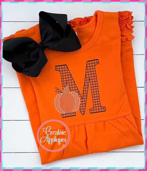 Pumpkin Alphabet Motif Fill Embroidery Design - Image 6