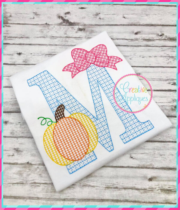 Pumpkin Bow Alphabet Motif Fill Embroidery Design