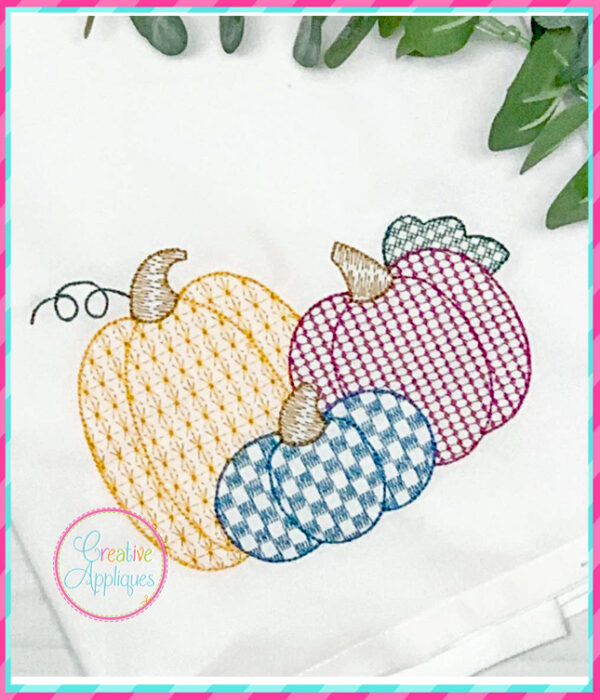 Pumpkin Trio Motif Fill Embroidery Design - Image 2