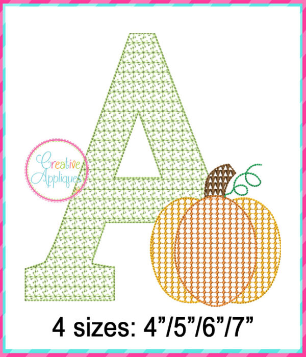 Pumpkin Alphabet Motif Fill Embroidery Design - Image 3