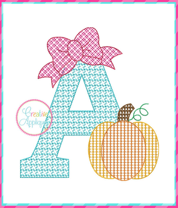 Pumpkin Bow Alphabet Motif Fill Embroidery Design - Image 2