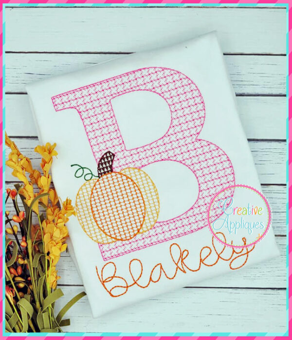 Pumpkin Alphabet Motif Fill Embroidery Design - Image 5