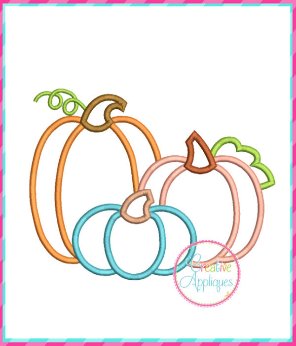 Pumpkin Trio Applique Design - Image 3