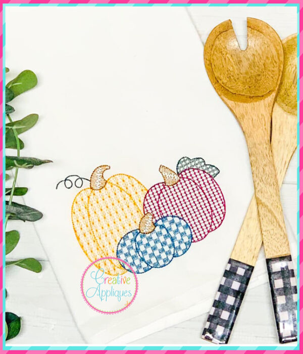 Pumpkin Trio Motif Fill Embroidery Design