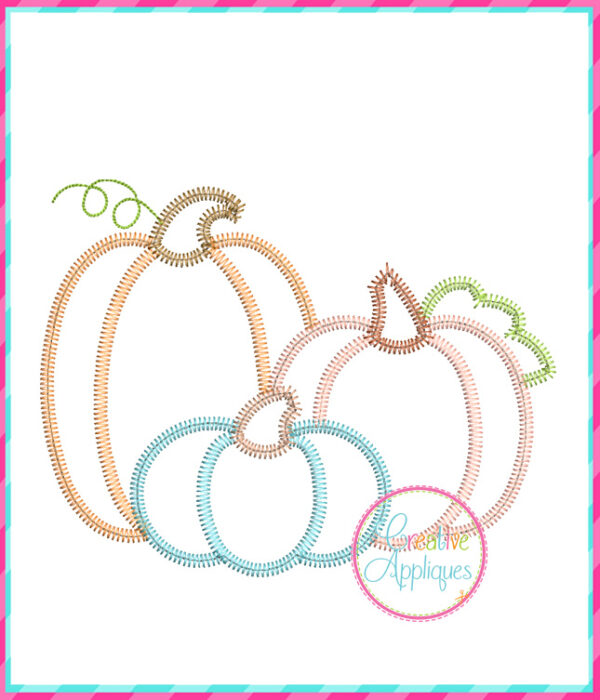 Pumpkin Trio Applique Design Zigzag Stitch - Image 2