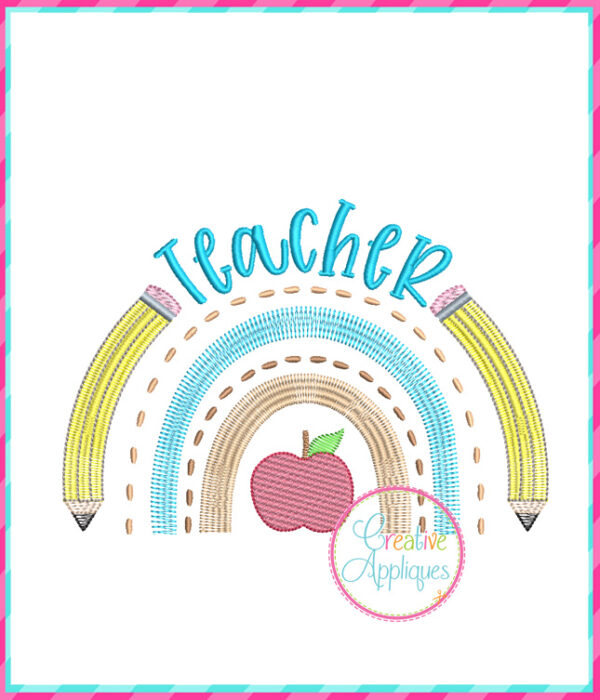 Teacher Rainbow Embroidery Design - Image 3